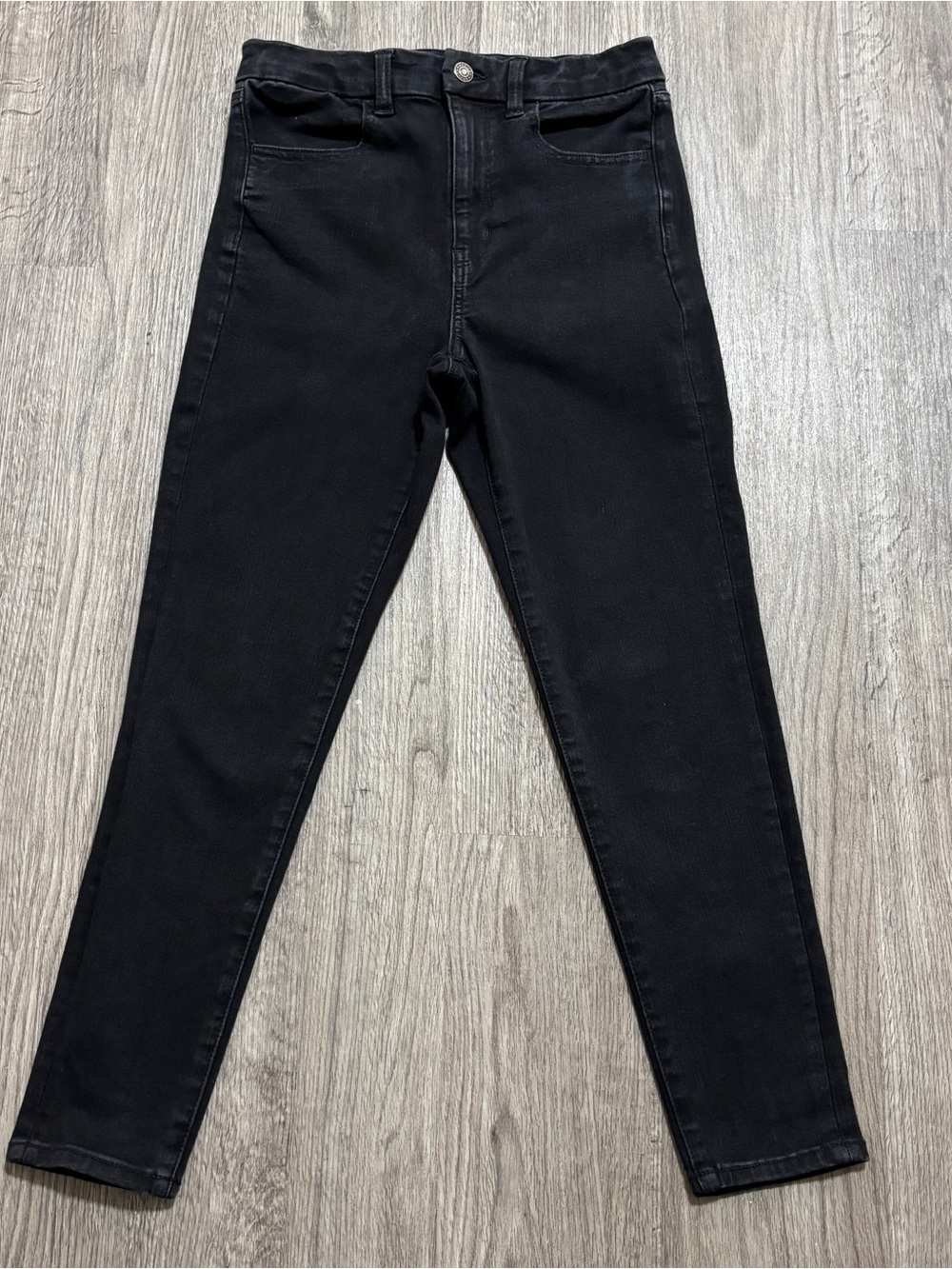 American Eagle 360 Next Level Stretch Black Skinny Jeans Womens 6 Short